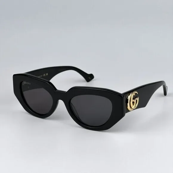 NEW Gucci GG1421S 001 Black Grey Cat Eye Women Sunglasses GG 1421S
